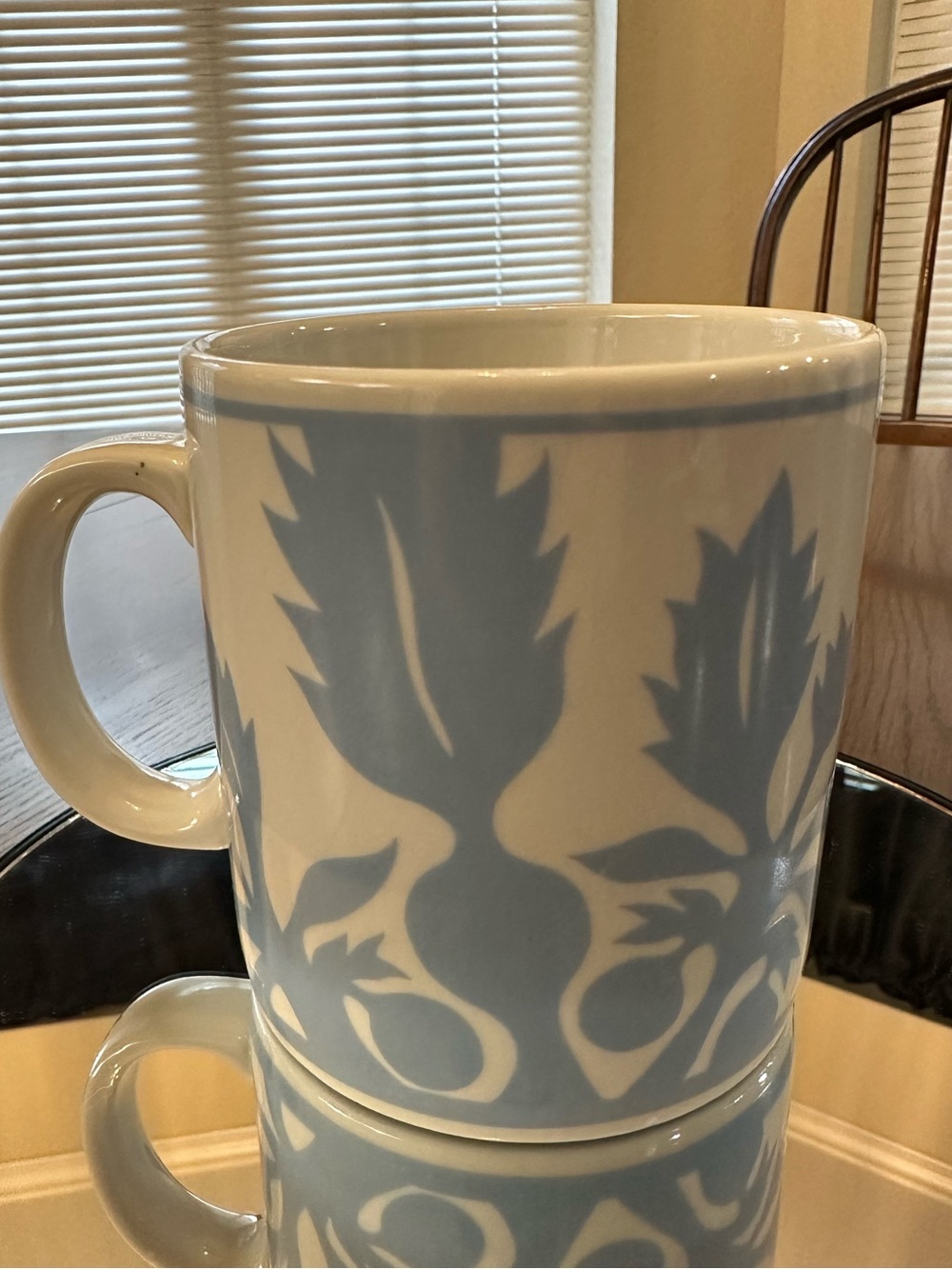 Blue and White Floral Ceramic Mug